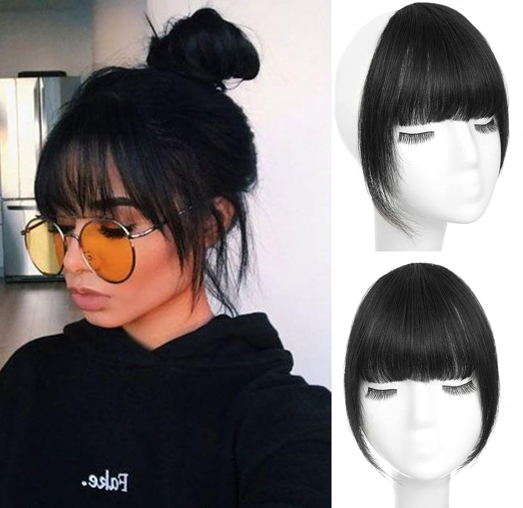 Hair Extensions Ultra Thin 3D Air Clip in Bangs Hairpiece with Nice Net Natural Flat Neat Bangs for Women