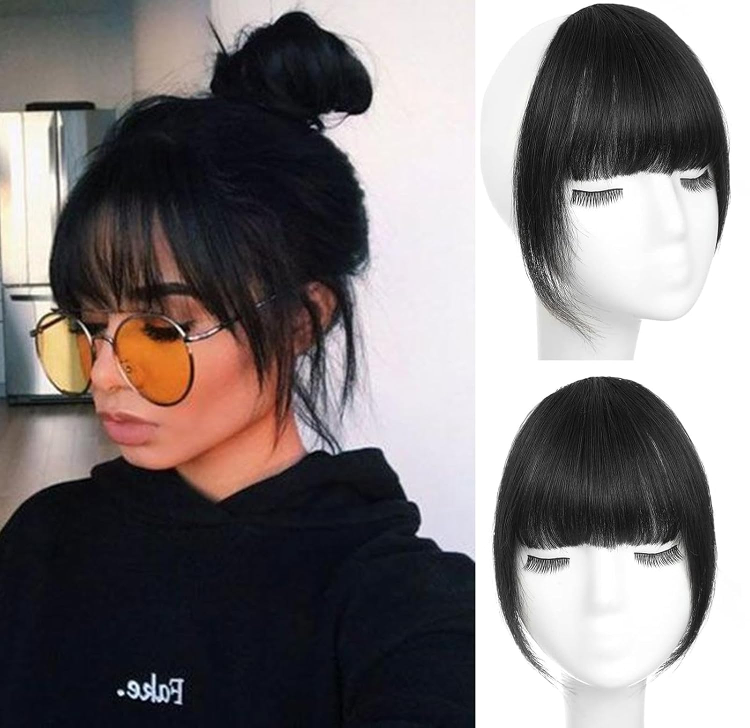 Hair Extensions Ultra Thin 3D Air Clip in Bangs Hairpiece with Nice Net Natural Flat Neat Bangs for Women