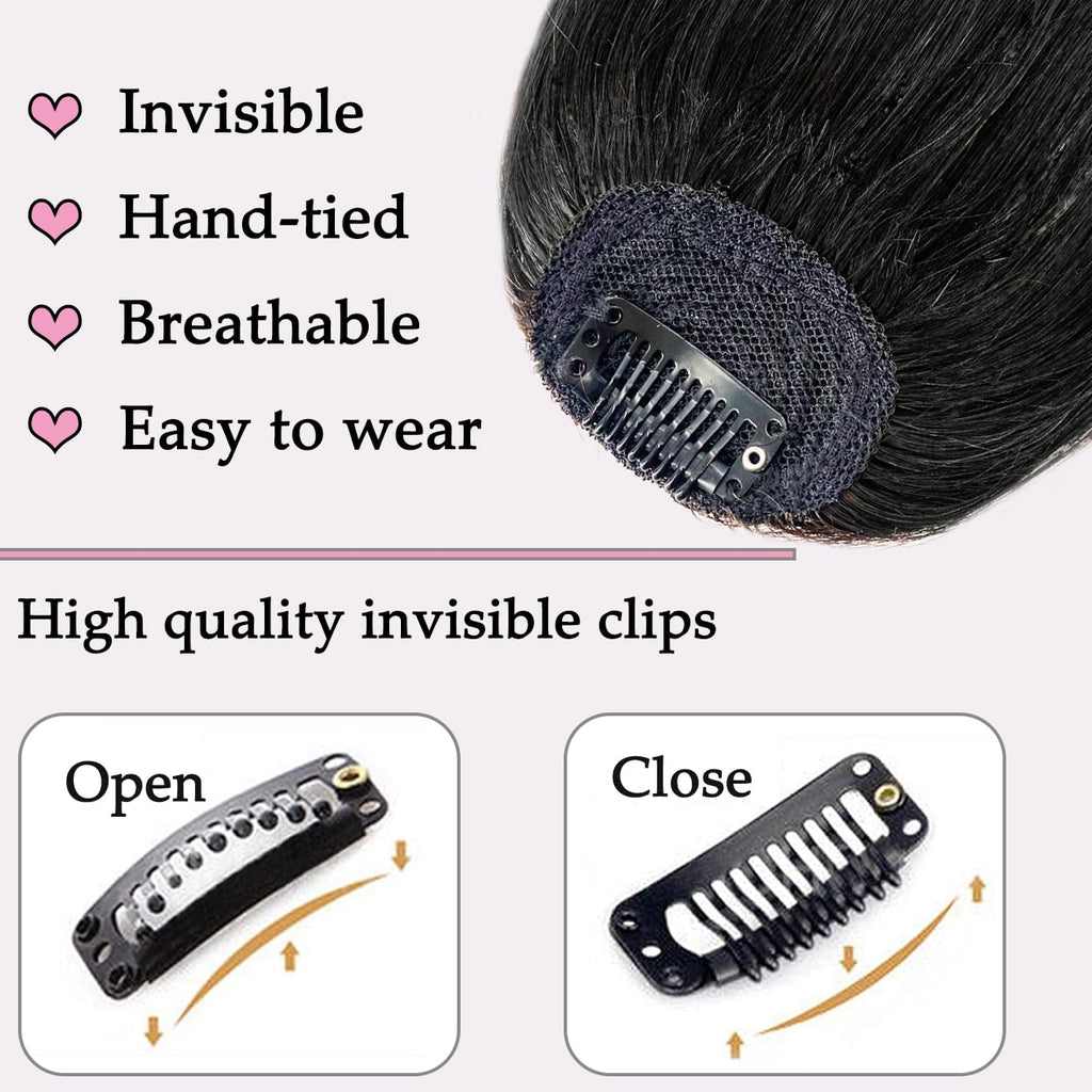 Hair Extensions Ultra Thin 3D Air Clip in Bangs Hairpiece with Nice Net Natural Flat Neat Bangs for Women