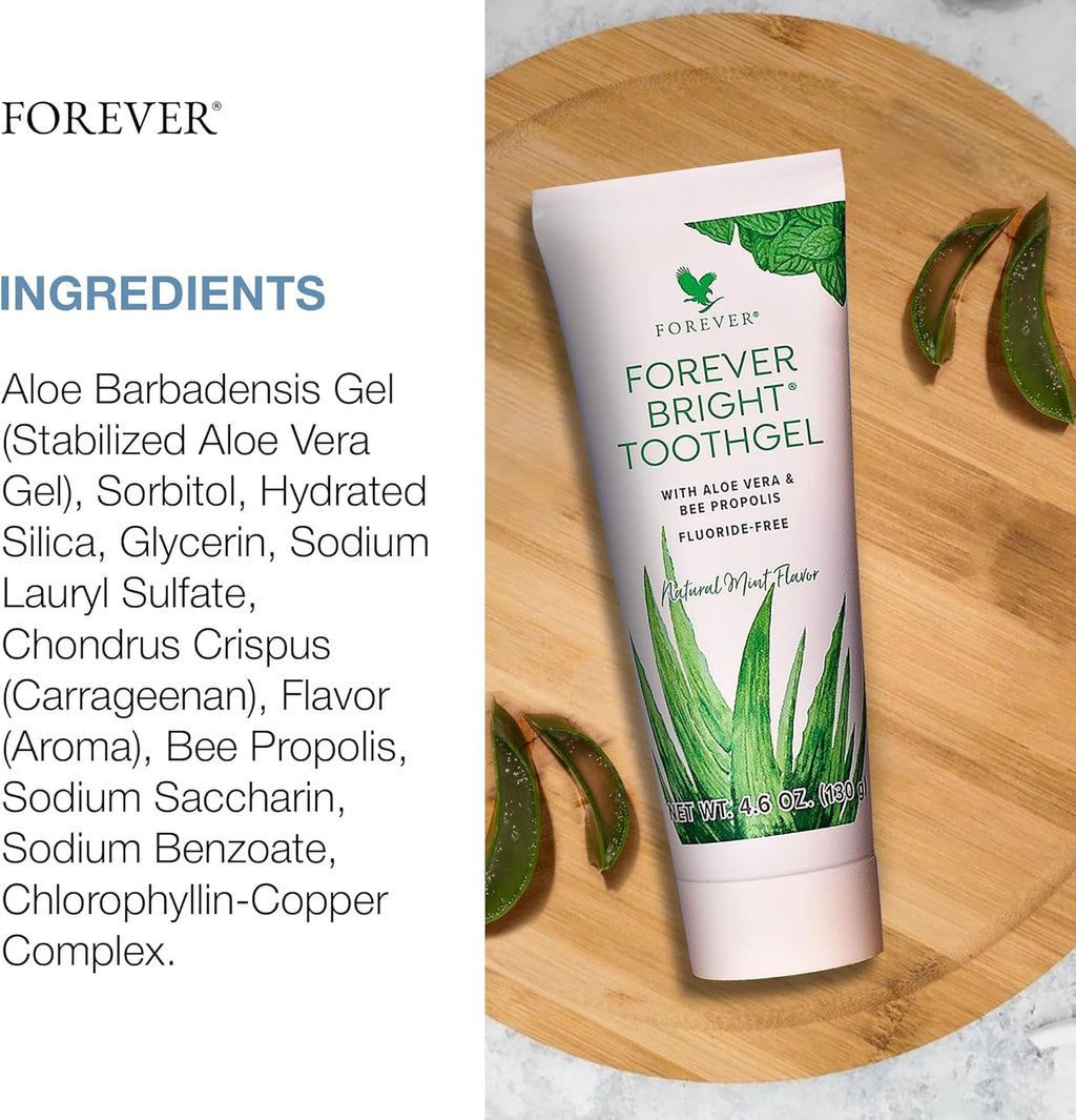 Forever Living Bright Toothgel | Fluoride-Free | Aloe Vera & Bee Propolis | Made in USA | Halal | Tazgi aur Sehat ke Liye